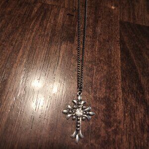 GUN METAL CROSS NECKLACE - EARRINGS SET